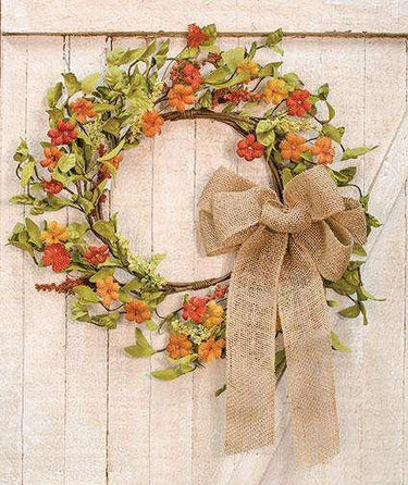 Primitive Burlap Flower Wreath - The Fox Decor